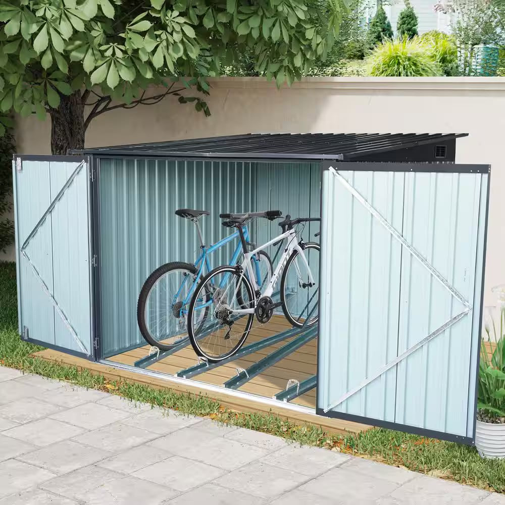 Daheat 6 ft. W x 6 ft. D Outdoor Metal Bicycle Storage Shed with Galvanized Steel Roof